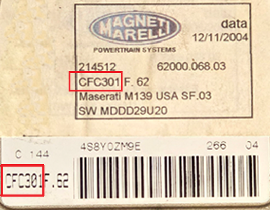 Maserati Magneti Marelli CFC3 (CFC301) Transmission Control Module TCU Cloning Service