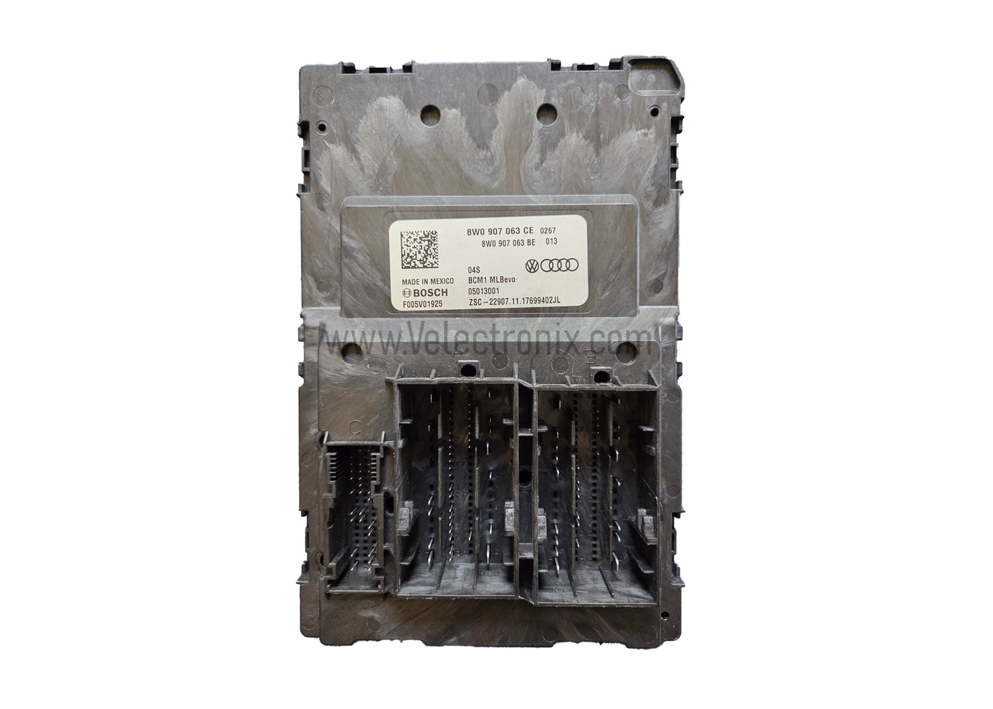 Audi Body Control Module 1 (BCM1) cloning service transferring VIN, immobilizer, key, and coding data to a replacement module.