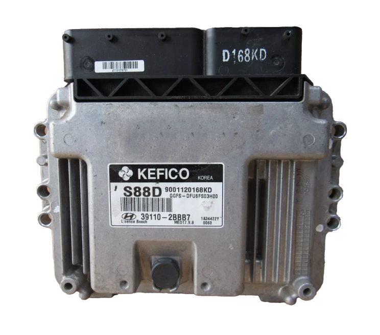 Close-up of a Bosch ME17 or MED17 ECU unit for Hyundai and Kia vehicles, ready for cloning and programming services.