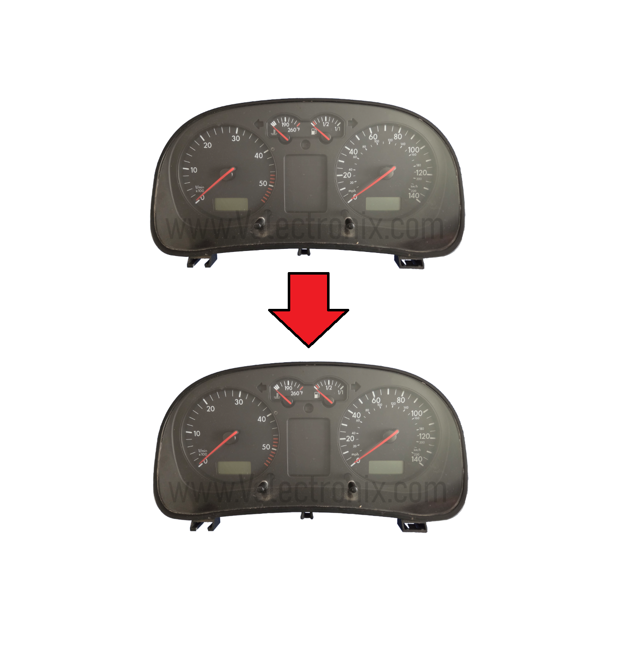 Volkswagen Golf and Jetta Mk4 instrument cluster cloning service for immobilizer and mileage transfer
